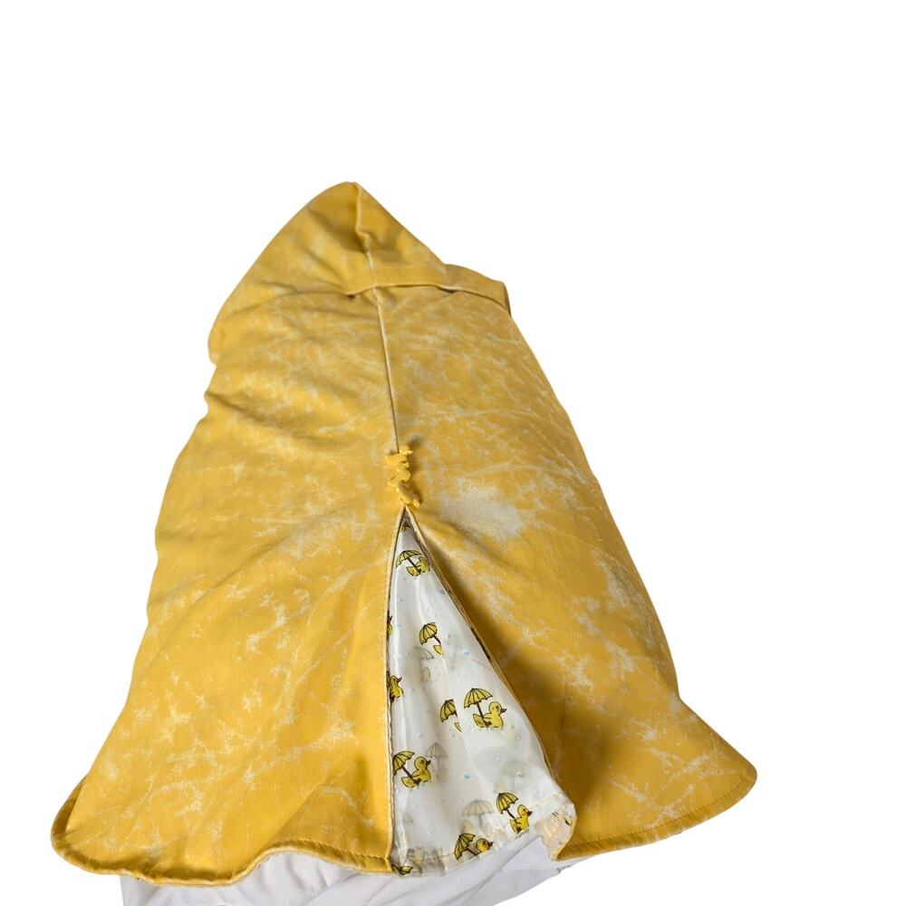 Dog Raincoat Companion Road Bright Yellow Ducks Umbrellas Detachable Hood Sz L